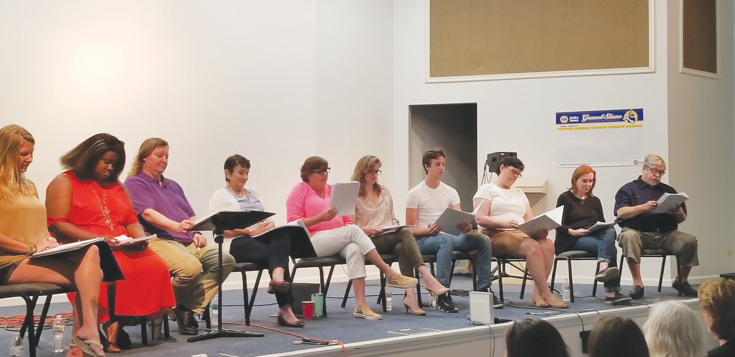 Professional actors took the stage June 16 at the NAPA building on Wells Road for a reading of “The Memories of Ruby Mae” by local playwright Olivia Gowan. Elaine Smith, producing artistic director for Clamour Theatre Company is sitting on the stage, front center.